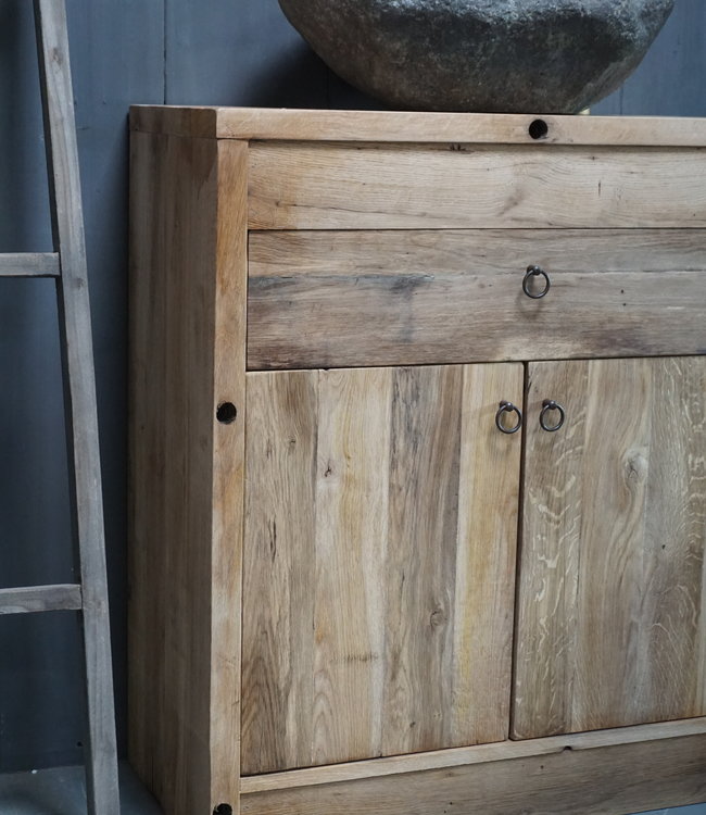 Rene Houtman Badkamermeubel Hendrikje Wagondelen Geschaafd 90x90 cm