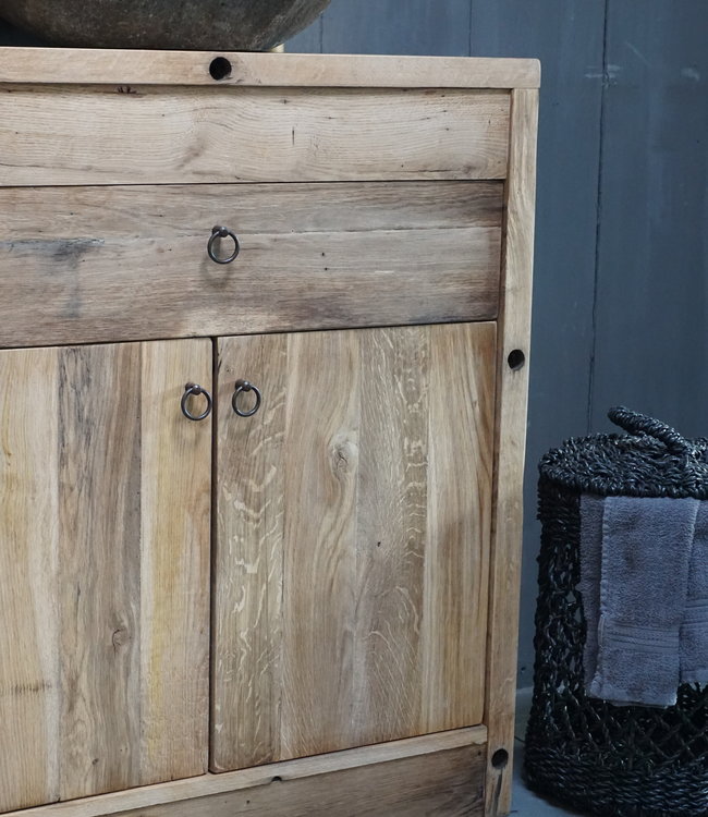 Rene Houtman Badkamermeubel Hendrikje Wagondelen Geschaafd 90x90 cm