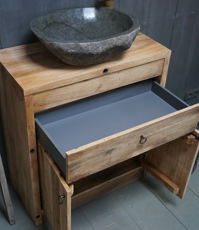 Rene Houtman Badkamermeubel Hendrikje Wagondelen Geschaafd 90x90 cm