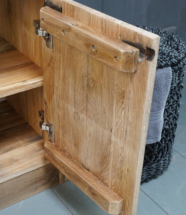 Rene Houtman Badkamermeubel Hendrikje Wagondelen Geschaafd 90x90 cm