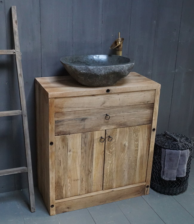 Rene Houtman Badkamermeubel Hendrikje Wagondelen Geschaafd 90x90 cm