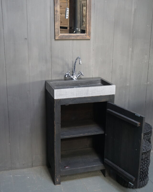 Rene Houtman Landelijk toiletmeubel/Badkamermeubel Brady Zwart Oud Hout
