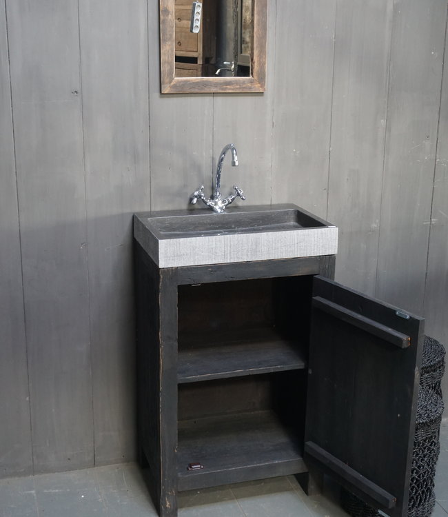 Rene Houtman Landelijk toiletmeubel/Badkamermeubel Brady Zwart Oud Hout