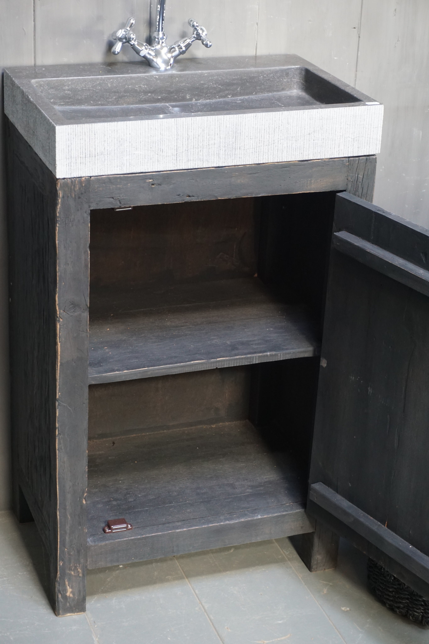 Rene Houtman Landelijk toiletmeubel/Badkamermeubel Brady Zwart Oud Hout