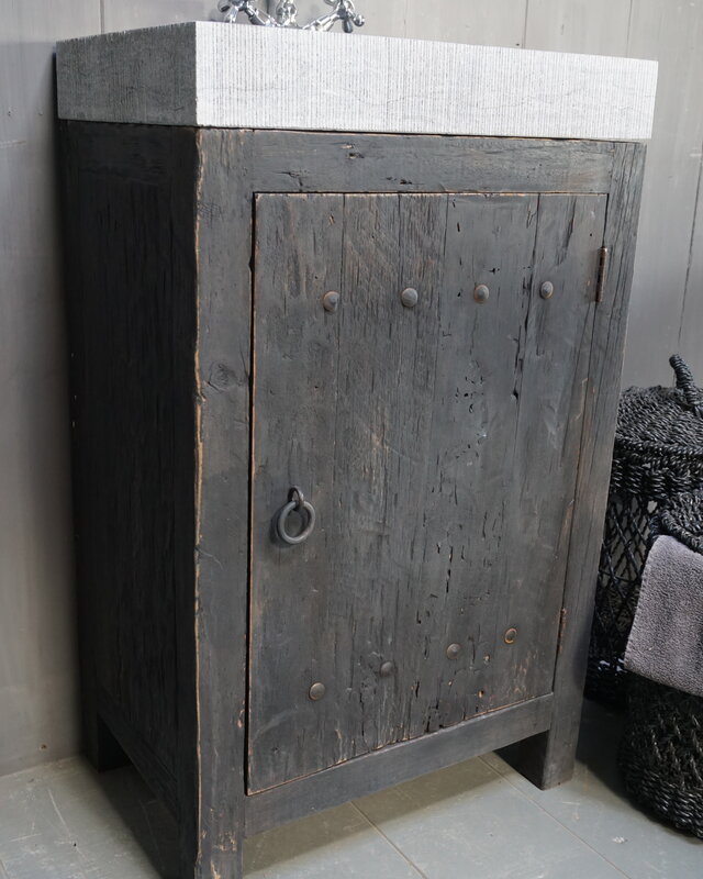 Rene Houtman Landelijk toiletmeubel/Badkamermeubel Brady Zwart Oud Hout