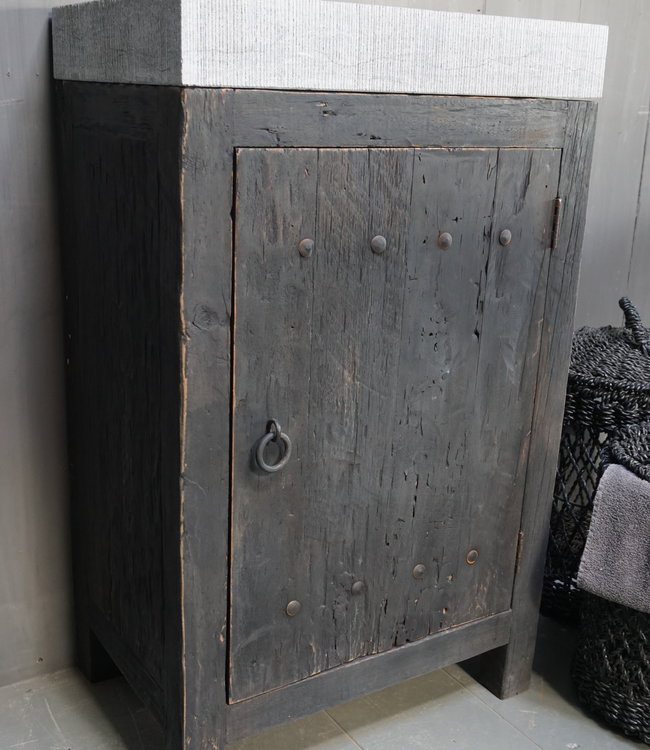 Rene Houtman Landelijk toiletmeubel/Badkamermeubel Brady Zwart Oud Hout