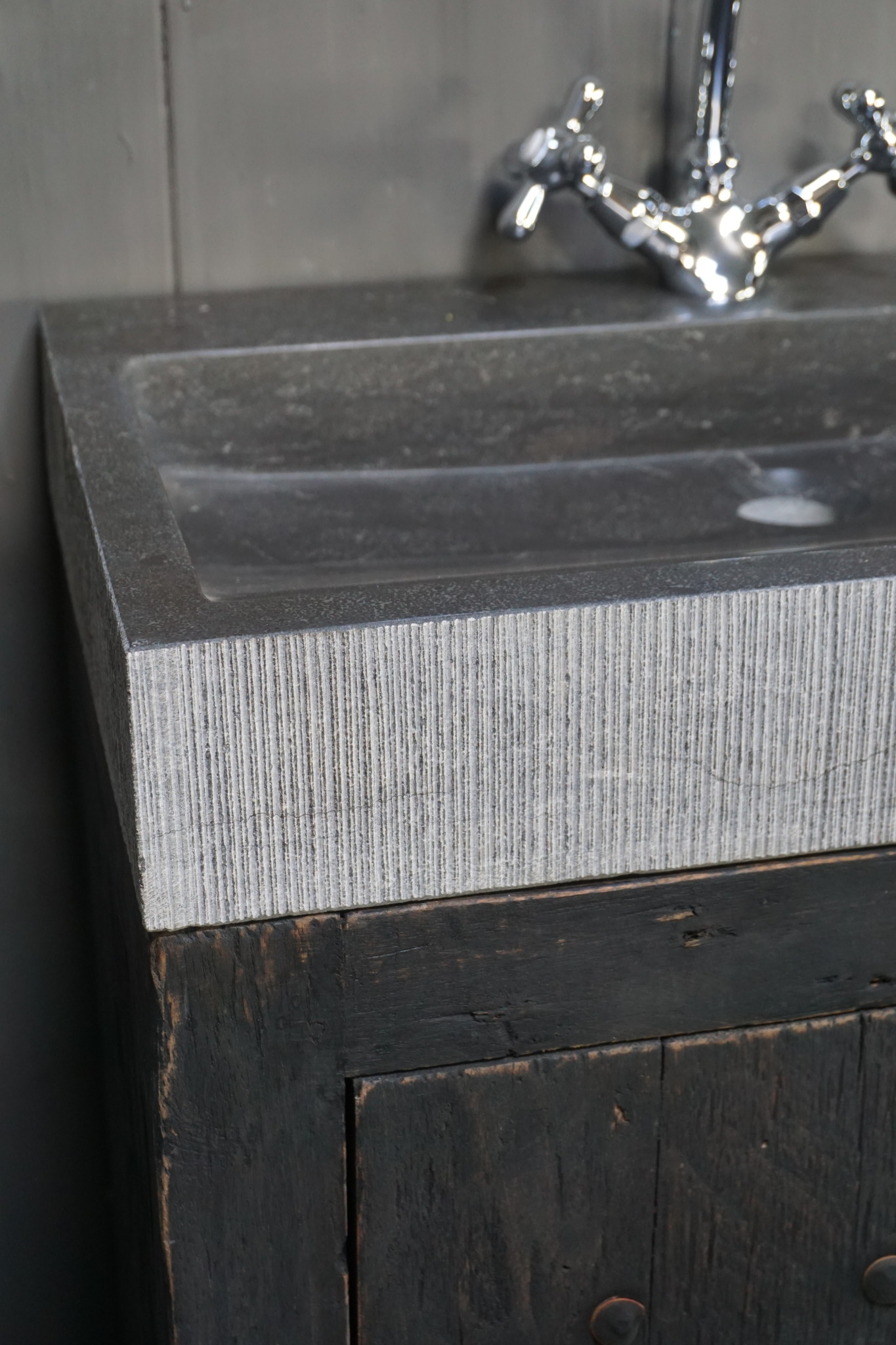 Rene Houtman Landelijk toiletmeubel/Badkamermeubel Brady Zwart Oud Hout