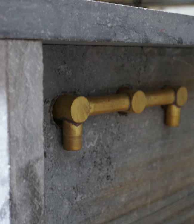 Rene Houtman Wastafelmengkraan Aaf 3-gats Nostalgisch Muurbevestigd Kruiskop Brons