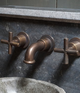 Rene Houtman Muurkraan Brons Fran 3-gats Nostalgisch 12 cm pompkraan