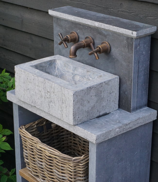 Rene Houtman Wastafelmengkraan Fran 3-gats Nostalgisch Muurbevestigd Kruiskop Brons