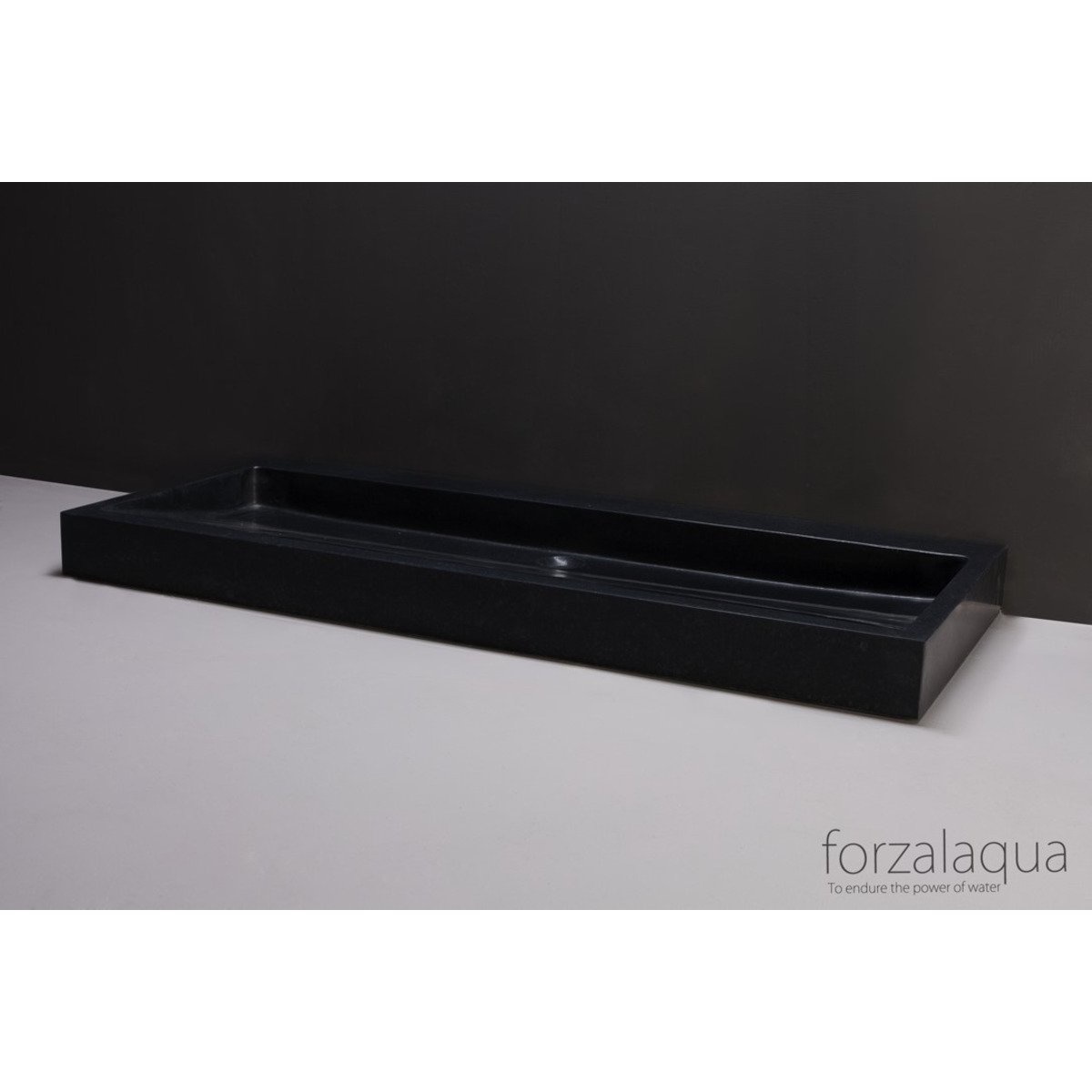Forzalaqua Wastafel Palermo 100.5x51.5x9cm Graniet Gezoet Antraciet Geen Kraangat