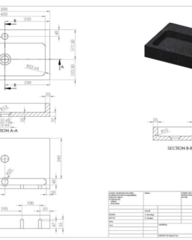 Forzalaqua Wastafel Taranto Graniet & Gezoet Gekapt 50x30x8 cm
