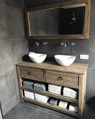 Rene Houtman Badkamermeubel Goos Oud Eiken 140 cm 2 lades
