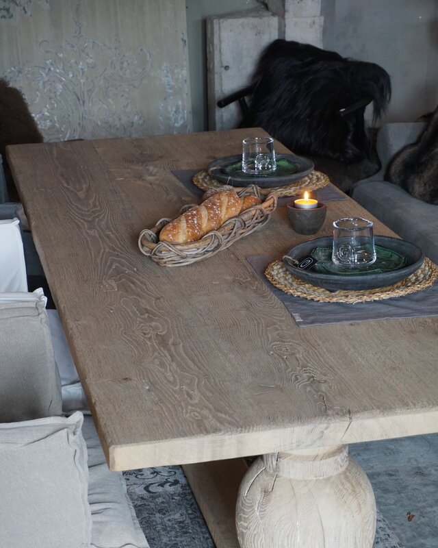 Rene Houtman Eetkamertafel Oud Eiken Bolpoot Tense - Kies Maat