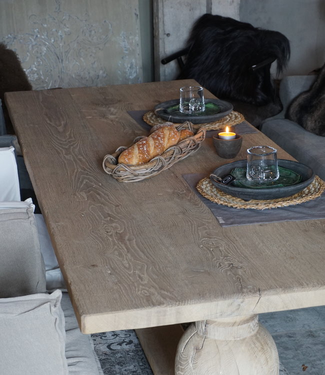 Rene Houtman Eetkamertafel Oud Eiken Bolpoot Tense - Kies Maat