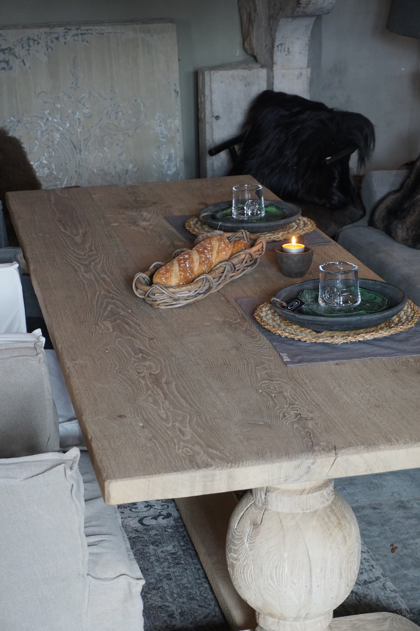 Rene Houtman Eetkamertafel Oud Eiken Bolpoot Tense - Kies Maat