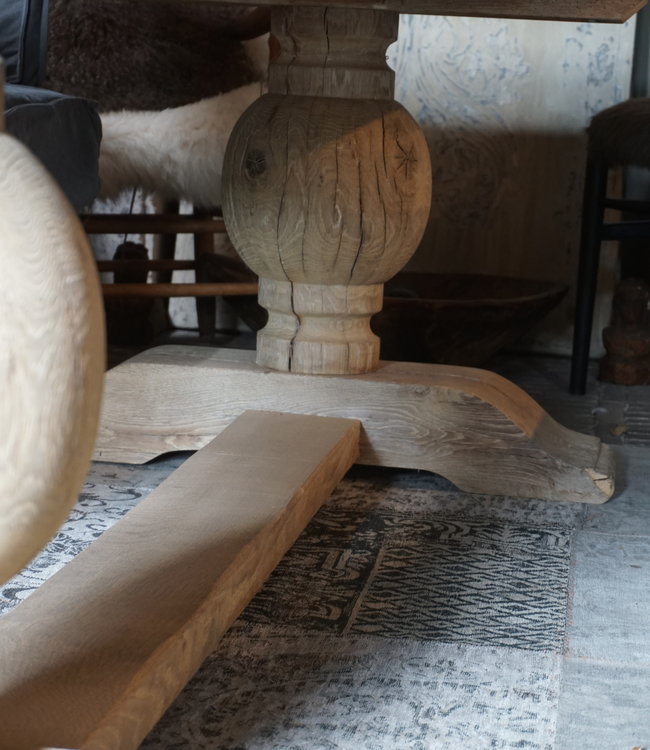 Rene Houtman Eetkamertafel Oud Eiken Bolpoot Tense - Kies Maat