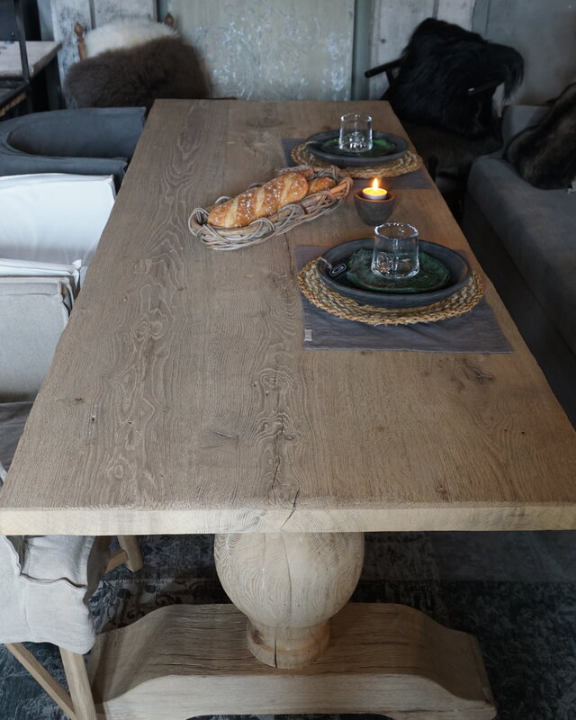 Rene Houtman Eetkamertafel Oud Eiken Bolpoot Tense - Kies Maat