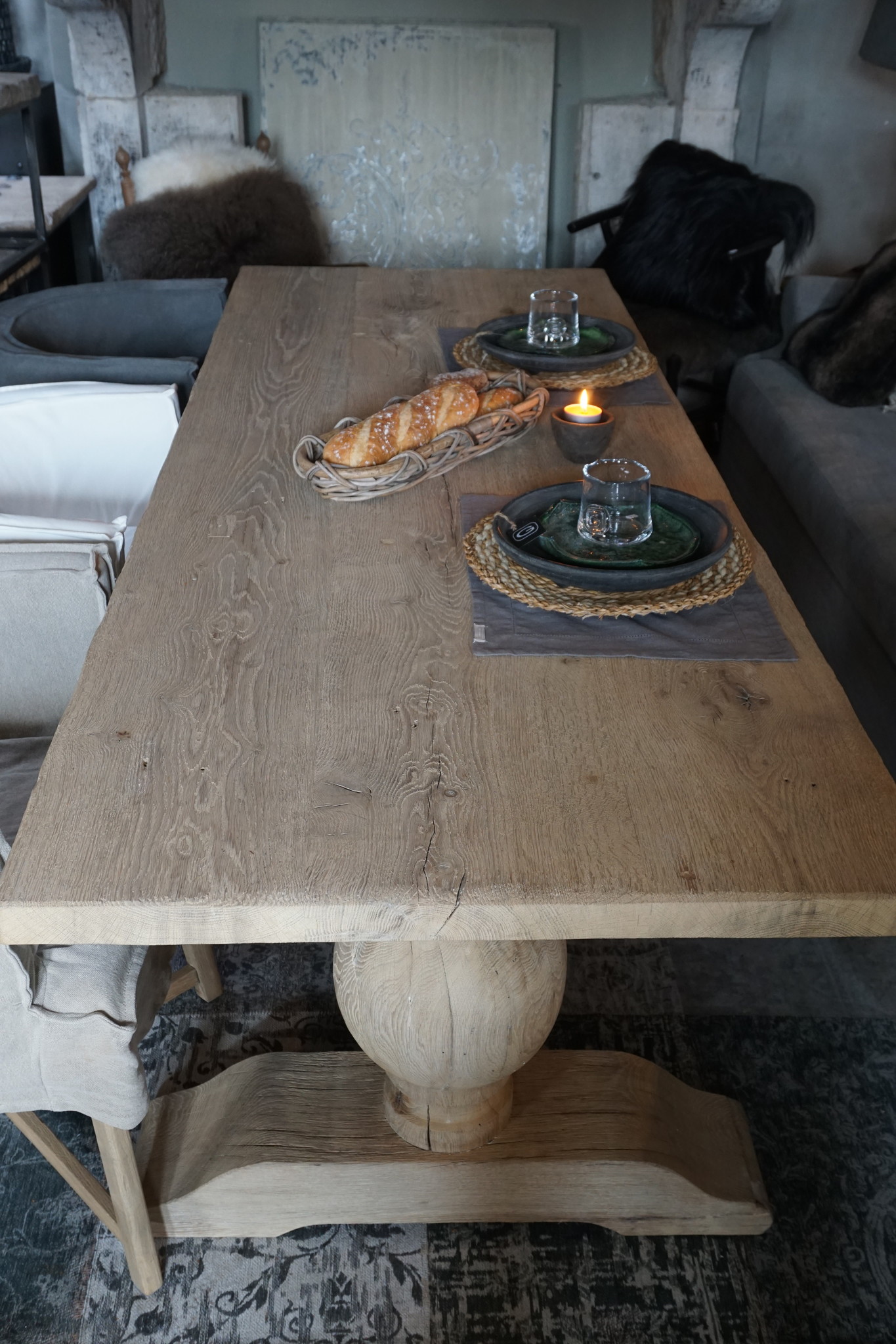 Rene Houtman Eetkamertafel Oud Eiken Bolpoot Tense - Kies Maat