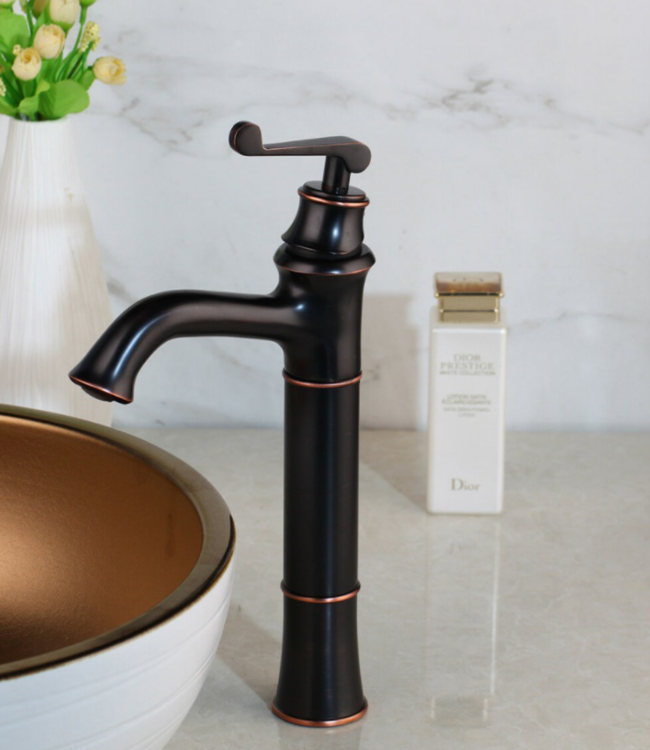 Rene Houtman Hoge Olie Bronzen Opzetkraan - Mengkraan - H330 MM