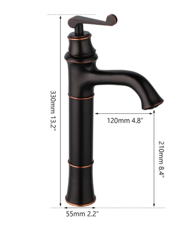 Rene Houtman Hoge Olie Bronzen Opzetkraan - Mengkraan - H330 MM
