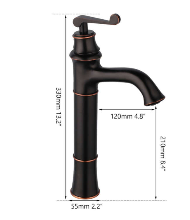 Rene Houtman Hoge Olie Bronzen Opzetkraan - Mengkraan - H330 MM