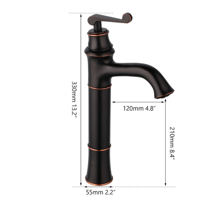 Rene Houtman Hoge Olie Bronzen Opzetkraan - Mengkraan - H330 MM