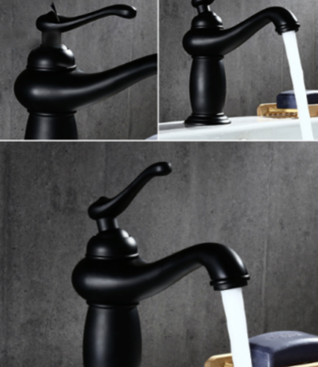 Rene Houtman Mat Zwarte Wastafelkraan - Klein - H197 MM