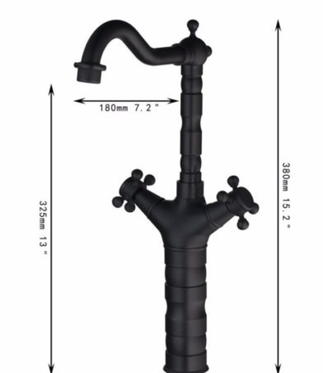 Rene Houtman Hoge Nostalgische Wastafelkraan - H380 MM