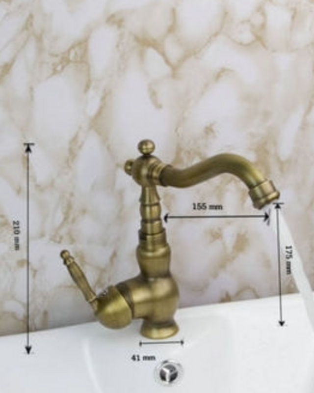 Rene Houtman Nostalgische Bronzen Wastafelkraan - H210 MM