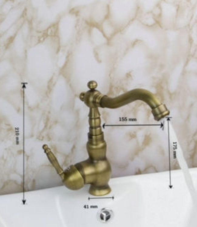 Rene Houtman Nostalgische Bronzen Wastafelkraan - H210 MM