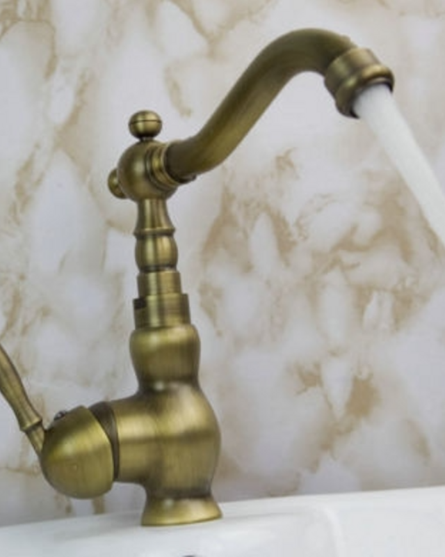 Rene Houtman Nostalgische Bronzen Wastafelkraan - H210 MM