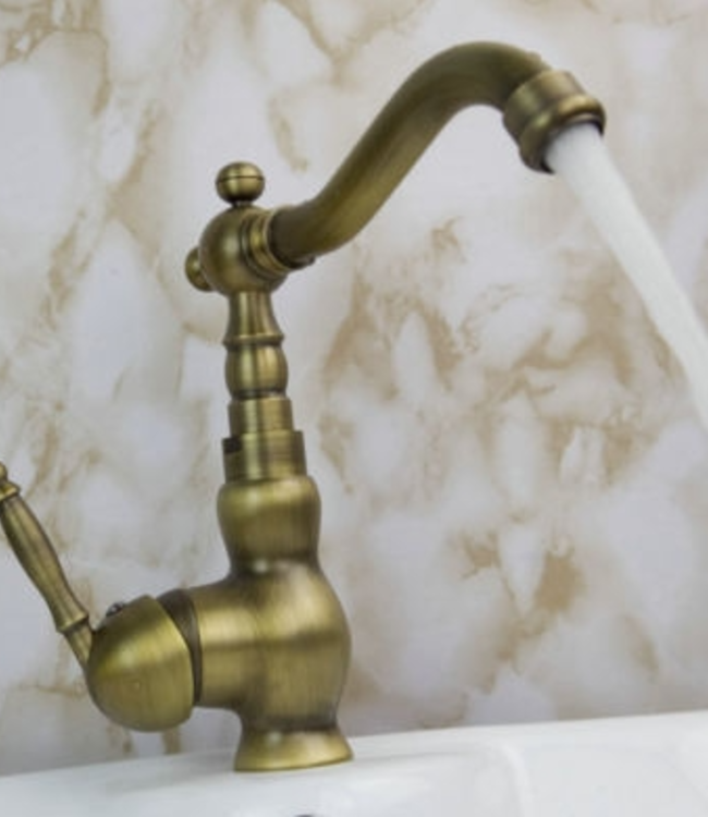 Rene Houtman Nostalgische Bronzen Wastafelkraan - H210 MM