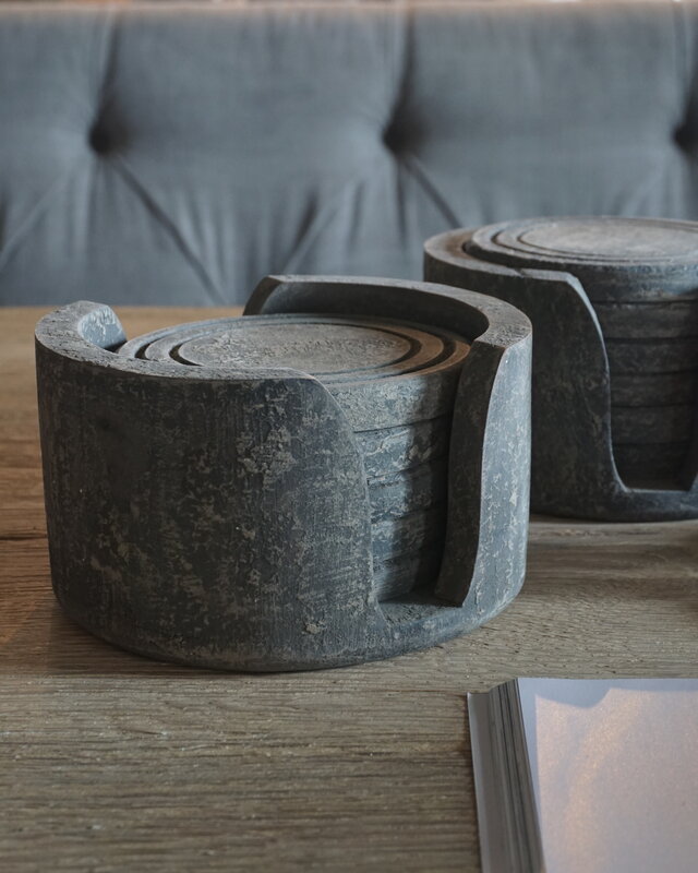 Rene Houtman Onderzetters Hout In Houder (set 6 stuks)