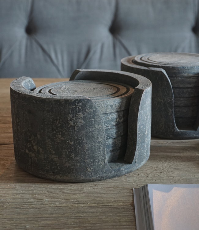 Rene Houtman Onderzetters Hout In Houder (set 6 stuks)