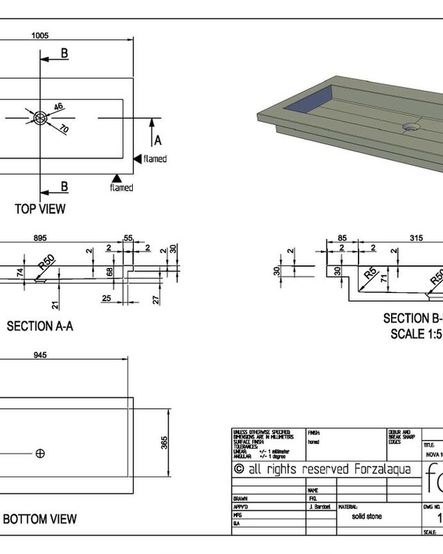 Forzalaqua Nova Wastafel Carrara Gepolijst - 100,5x51,5x9,5 cm