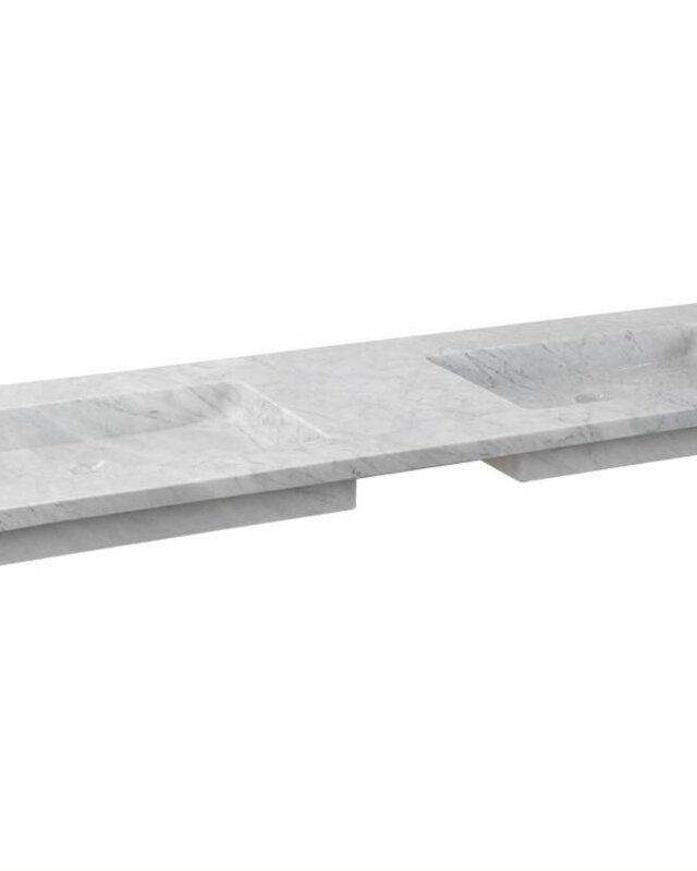 Forzalaqua Nova Doppio Wastafel - Carrara Gepolijst - 140,5x51,5x9,5 cm