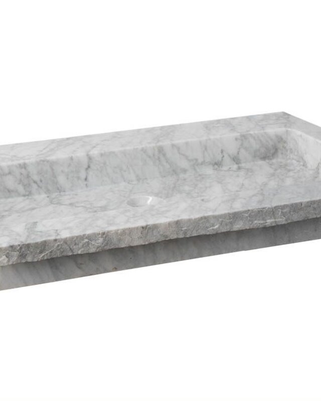 Forzalaqua Nova Wastafel Carrara Gepolijst & Gekapt - 80,5x51,5x9,5 cm