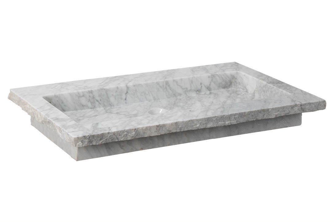 Forzalaqua Nova Wastafel Carrara Gepolijst & Gekapt - 80,5x51,5x9,5 cm