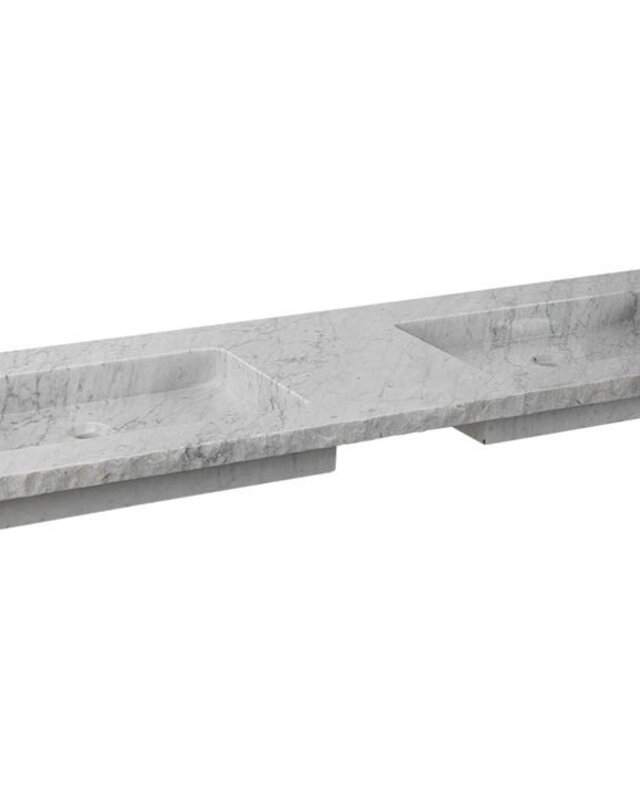 Forzalaqua Nova Doppio Wastafel - Carrara Gepolijst en Gekapt 140,5x51,5x9,5 cm