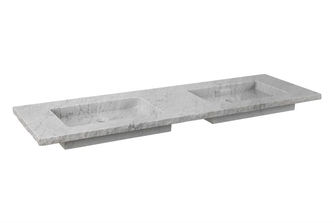 Forzalaqua Nova Doppio Wastafel - Carrara Gepolijst en Gekapt 140,5x51,5x9,5 cm