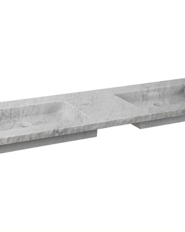 Forzalaqua Nova Doppio Wastafel - Carrara Gepolijst & Gekapt- 160,5x51,5x9,5 cm