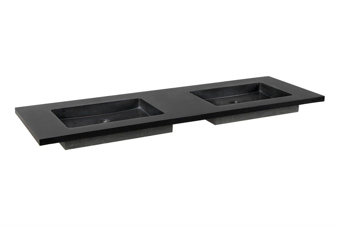 Forzalaqua Nova Doppio Wastafel - Graniet Gezoet - 160,5x51,5x9,5 cm