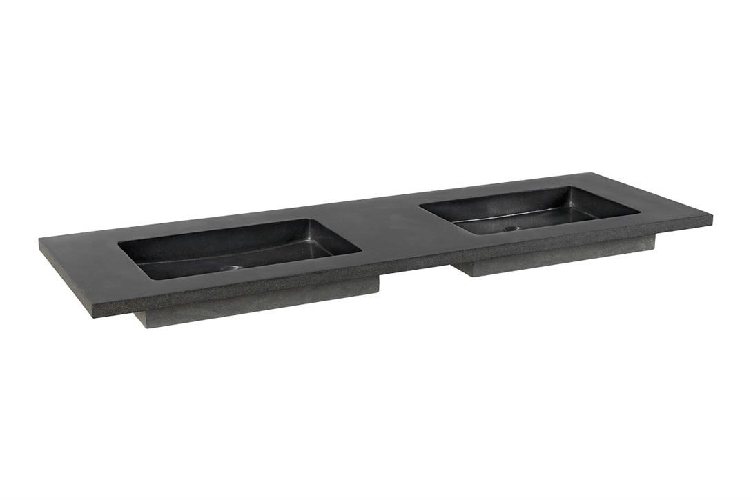 Forzalaqua Nova Doppio Wastafel - Graniet Gezoet & Gebrand - 140,5x51,5x9,5 cm