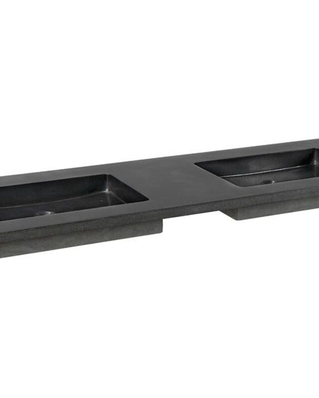 Forzalaqua Nova Doppio Wastafel - Graniet Gezoet & Gebrand - 160,5x51,5x9,5 cm