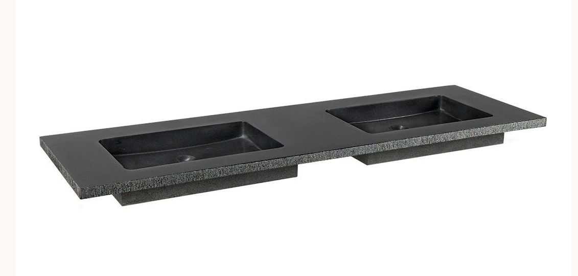 Forzalaqua Nova Doppio Wastafel - Graniet Gezoet & Gefrijnd 140,5x51,5x9,5 cm