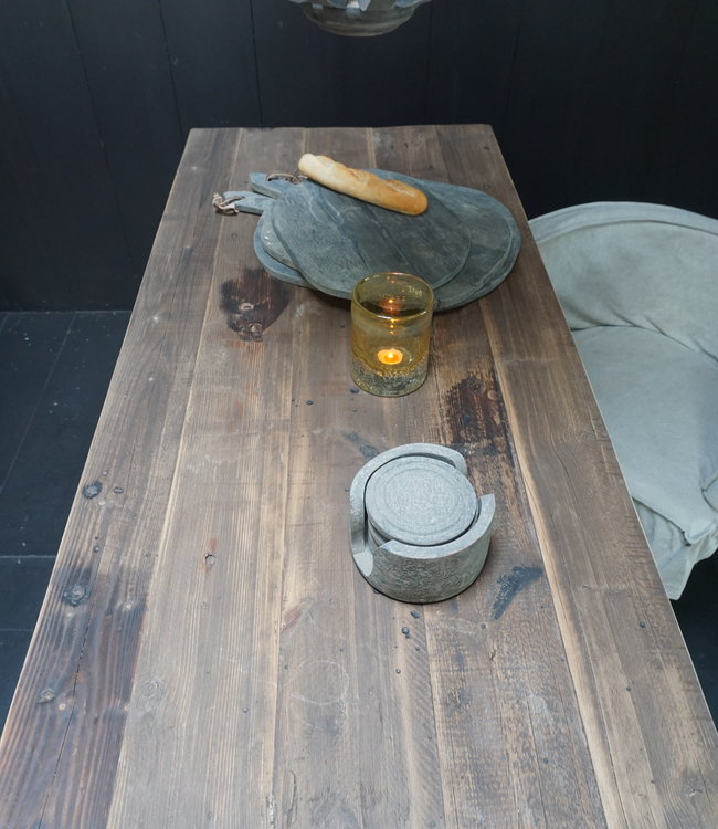 Rene Houtman Tafel Xavi Wagondelen Tafelblad Met Gietijzeren Onderstel