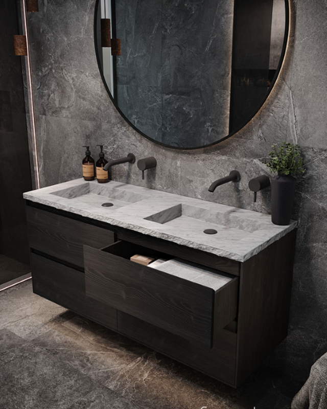 Forzalaqua Badkamermeubel - Black Oiled - Verschillende Formaten - Inclusief Wastafel