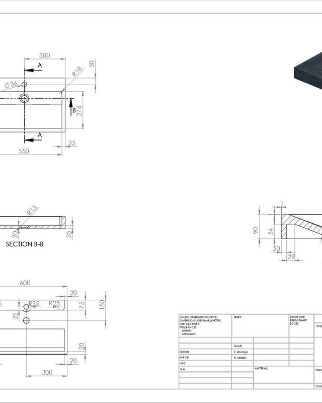 Forzalaqua Palermo Wastafel - Carrara Gepolijst - 60x40x9 cm