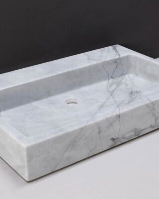 Forzalaqua Palermo Wastafel - Carrara Gepolijst - 60x40x9 cm